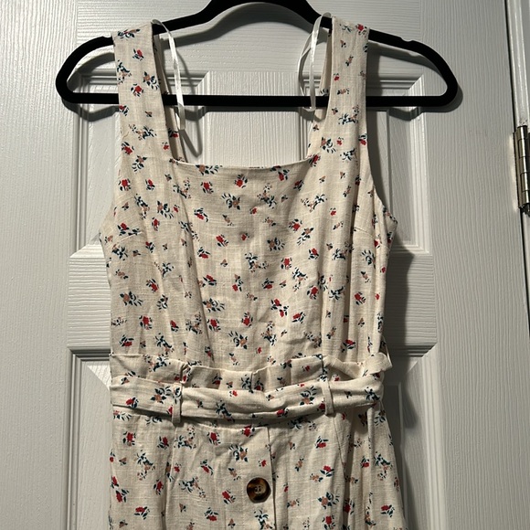 👗NWT Monteau Linen/Rayon Floral Dress Tie Waist Button Shabby Chic Cottage - Picture 5 of 16